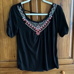 Black Top with beading .  Western look.